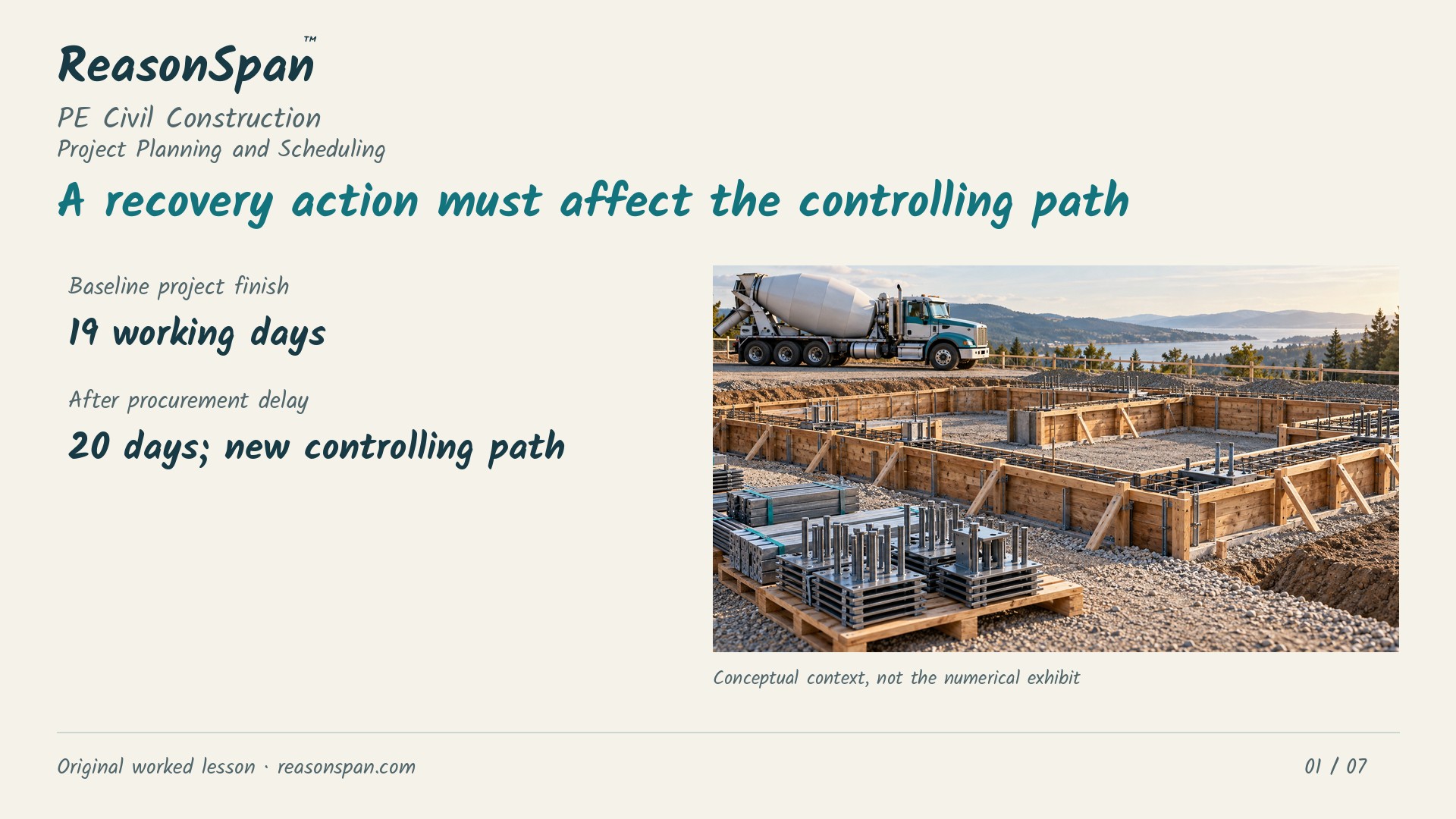 Narrated worked lesson: Procurement delay: recover time on the controlling path